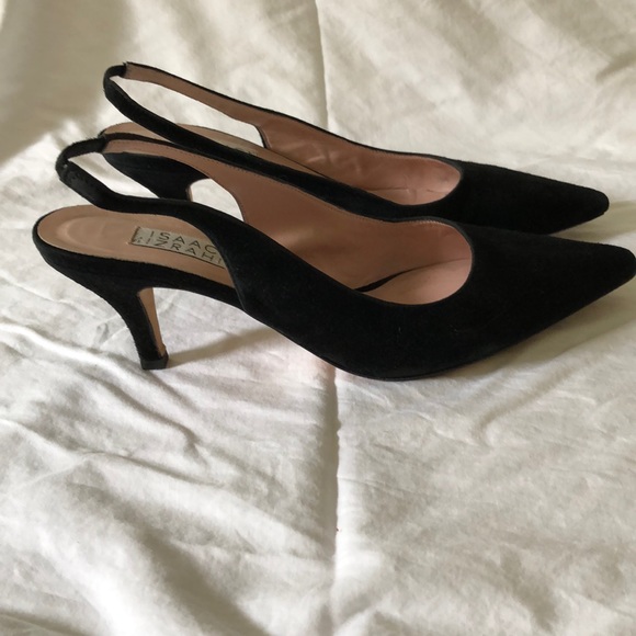 Isaac Mizrahi Black Suede Slingbacks - Picture 2 of 5